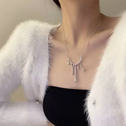 Liquid Metal Drip Pendant Necklace