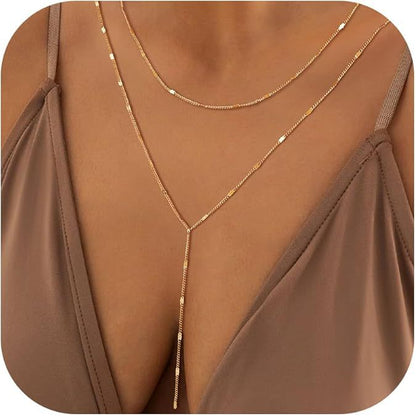 Layered Chain Necklace Long Drop