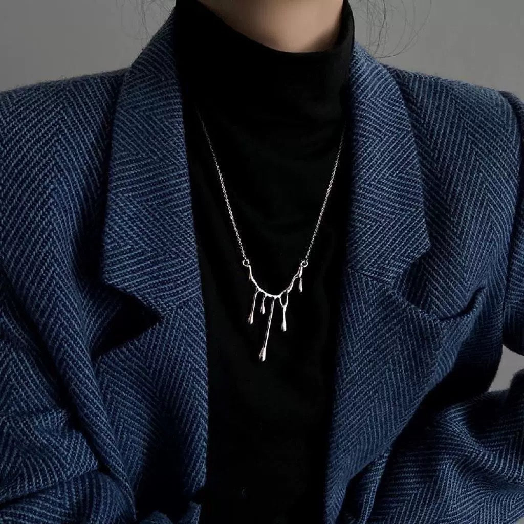 Liquid Metal Drip Pendant Necklace