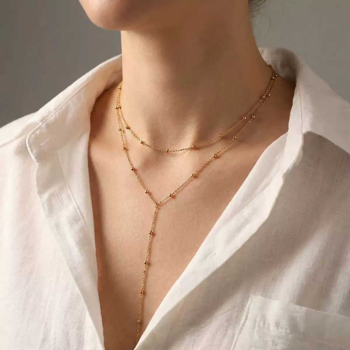 Beaded Layered Y-Necklace