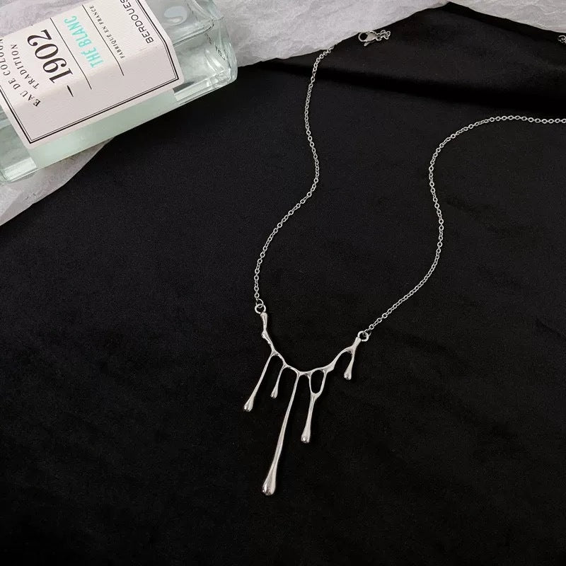 Liquid Metal Drip Pendant Necklace