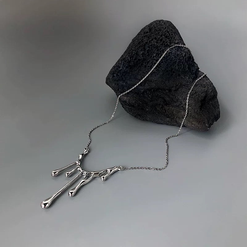 Liquid Metal Drip Pendant Necklace