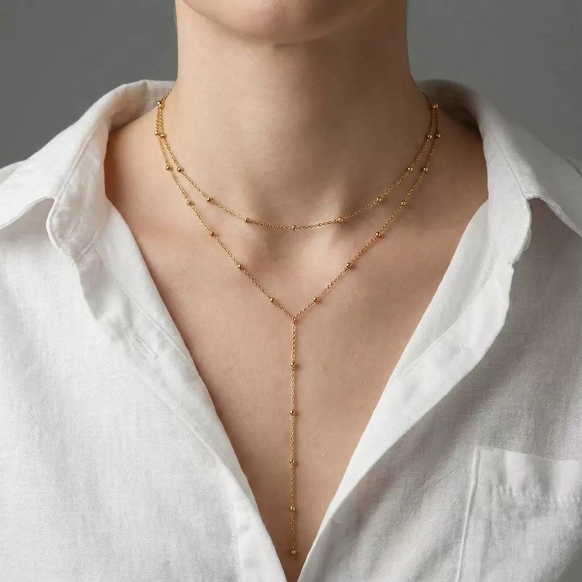 Beaded Layered Y-Necklace