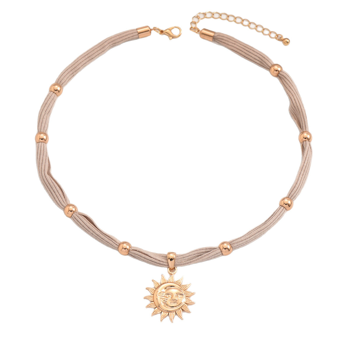 Sun Face Pendant Cord Necklace