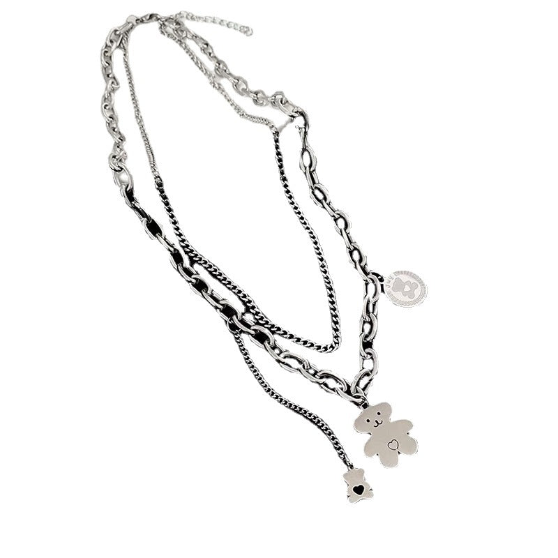 Bear Charm Layered Chain Necklace